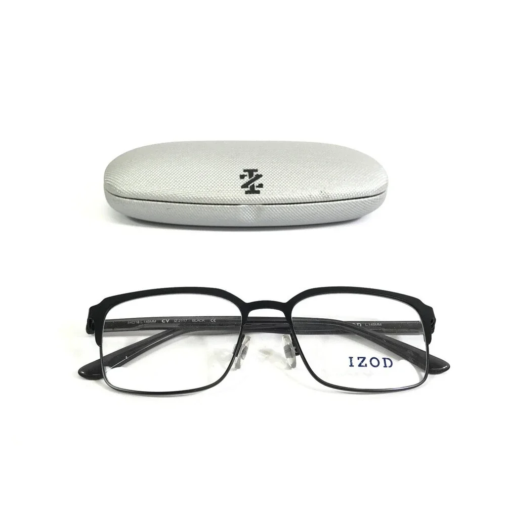 IZOD Eyeglasses Frames IZ2117 BLACK Gray Rectangle Full Rim 54-18-145